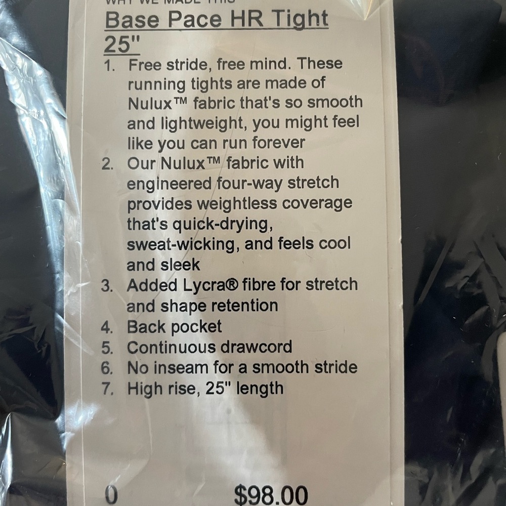 Closeout!▪️NWT Lululemon Base Pace HR Running Leggings 25” - Picture 6 of 7